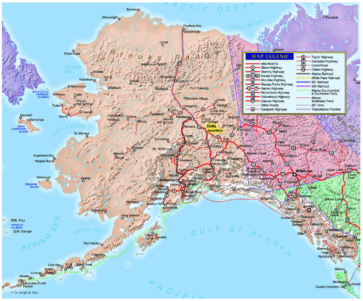 Detailed map of Alaska