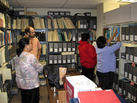 Searching for Koyukon Athabascan language material at the Alaska Native Language Archive, November 13, 2009.