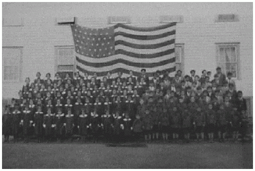 Students and Flag