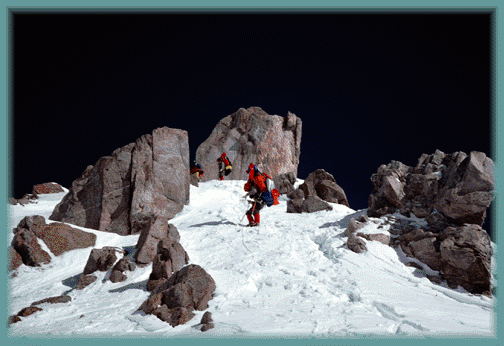 Climbers On Mount Huntington