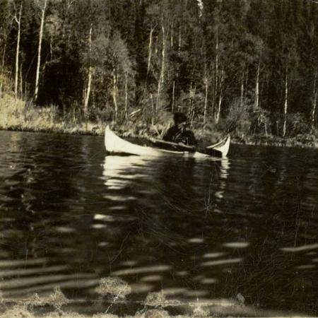 Arthur Healy in a Canoe
