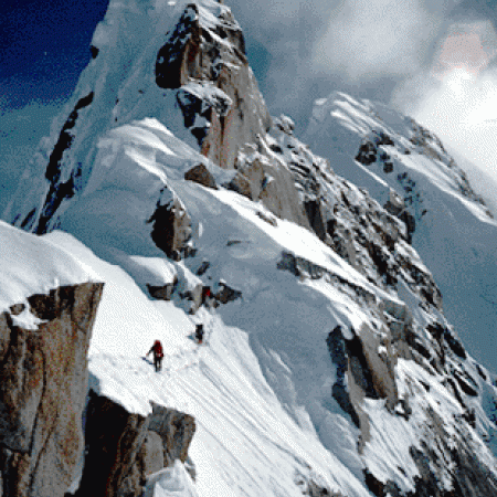 Climbers Along French Ridge
