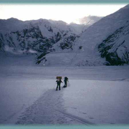 Climbers Approaching Kahiltna Pass 