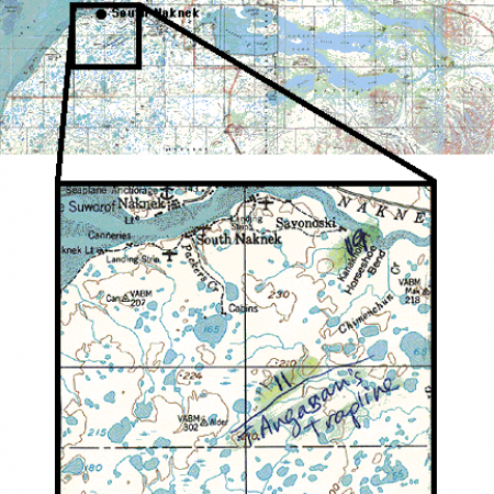 South Naknek Place Names Map Section 7