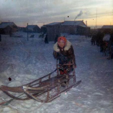 Woman on Sled